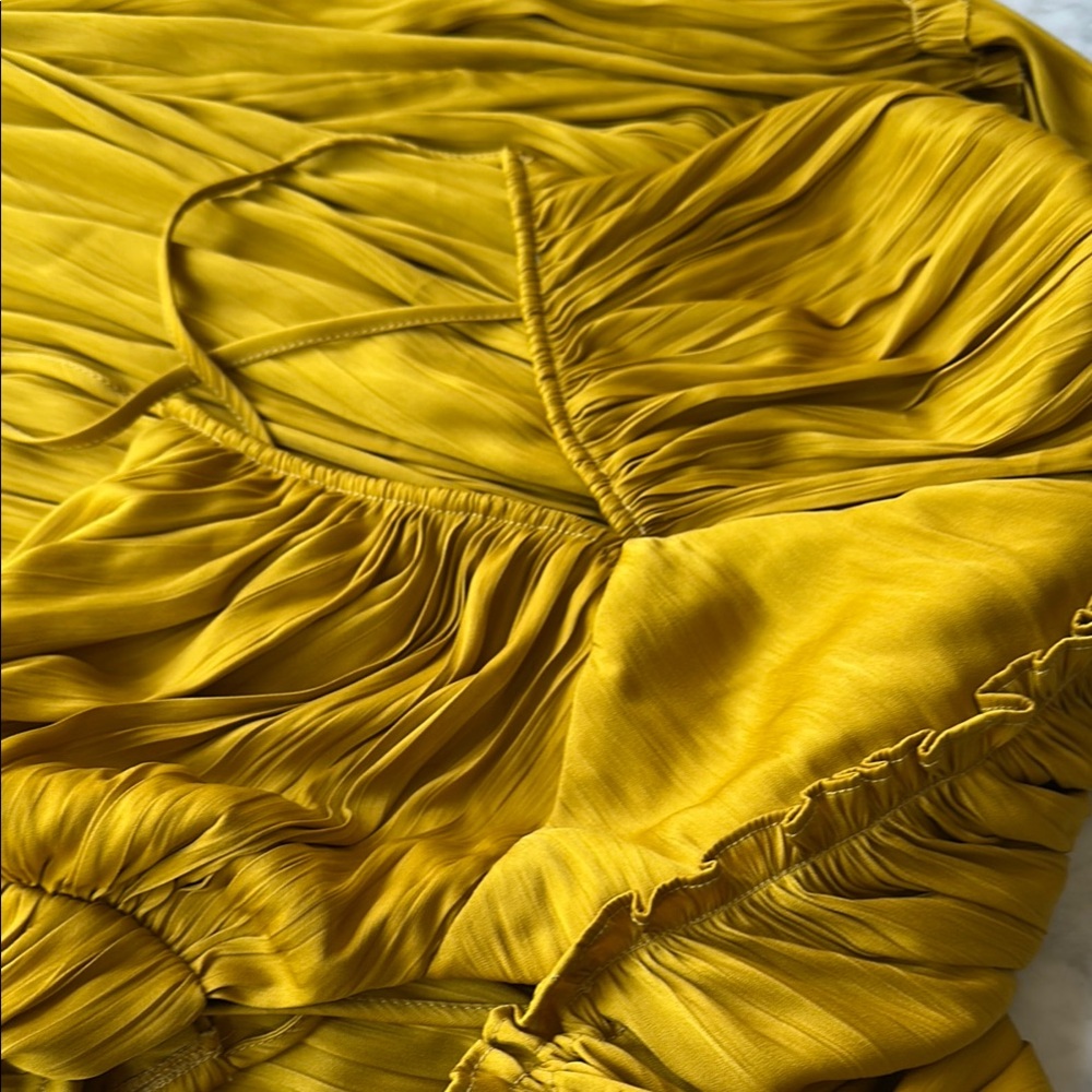 Free People Elegant chartreuse-Mustard-golden Halter Dress XS NWT - Picture 12 of 13